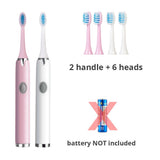 Tongwode 3PCS Sonic Electric Toothbrush IPX7 Waterproof Adult Couple Home Use Soft Bristle Replaceable Tooth Brush Heads