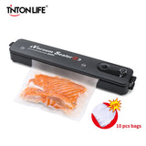 TINTON LIFE 220V/110V Vacuum Sealer Packaging Machine with Free 10pcs Vacuum bags 10x15cm Household Black Food Vacuum Sealer