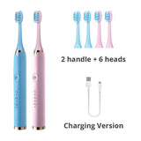 Tongwode 3PCS Sonic Electric Toothbrush IPX7 Waterproof Adult Couple Home Use Soft Bristle Replaceable Tooth Brush Heads