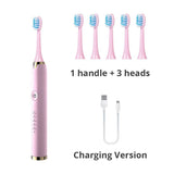 Ultrasonic Electric Toothbrush Wireless Charging for Adult IPX7 Waterproof Replacement Heads Whitening Teeth Timer Smart Brush