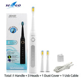 New Seago Sonic Electric Toothbrush SG-507 Adult Timer Brush USB Charger Rechargeable Tooth Brushes /Replacement Brush Heads/box