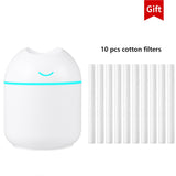 Mini Humidifier Ultrasonic Air Humidifier Essential Oil Diffuser Home Bedroom Office Aromatherapy Spray USB Night Light Filter