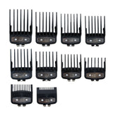 Y98B Professional Guide Comb Set, 10 Pcs Hair Clipper Guide Comb Set Black Standard Guard Attach Trimmer Part for Most Size