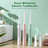 Sonic Whitening Electric Toothbrush USB Wireless Rechargeable 6 Modes Toothbrush 2 in 1 Vibration Facial Cleansing Brush Heads