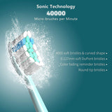Upgrade Ultrasonic Electric Toothbrush 40000 Strokes/Min 5 Modes Smart Timer Adult's Teeth Cleaner IPX7 Waterproof Rechargeable