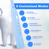 Sonic Electric Toothbrush for Adults 6 Mode Smart Timer Whitening Tooth Brushes IPX7 Waterproof USB Charger 3 Replaceable Head