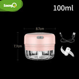 saengQ Mini Electric Garlic Chopper Meat Garlic Masher Garlic Press Vegetable Chili Chopper Press USB Masher Machine for Kitchen