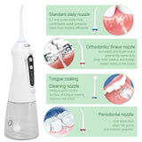 Portable Oral Irrigator 3/5 Modes USB Rechargeable Water Floss Dental Water Flosser +5/6 Jet Tip Irrigator Dental Teeth Cleaner