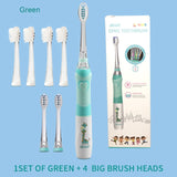Seago Electric Toothbrush For Kids Colorful LED Flashlight 16000 Strokes Frequency Dupont Bristle 2 Heads Time Sonic Vibration