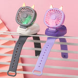 Portable Mini Watch Fan Handheld Third Gear Speed USB Fan for Home Office Outdoor Travel Kids Wrist Cooler Watch w/ light