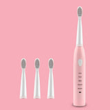 Super Sonic Electric Toothbrush for Adults Kid Smart Timer Whitening IPX7 Waterproof USB Charging with 3 Replaceable Brush Heads