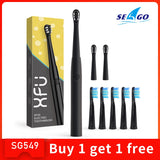 SEAGO Electric Toothbrush With 1 Replacement Brush Heads Buy 1 Get 1 Free Battery Sonic Teeth Brush Oral Hygiene Brush