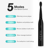 Super Sonic Electric Toothbrush for Adults Kid Smart Timer Whitening IPX7 Waterproof USB Charging with 3 Replaceable Brush Heads