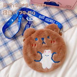 Warm Water Bag Water Injection Hot Water Bottle with Lanyard Plush Cloth Cute Mini Water Heating Hand Bag Hand Warmer