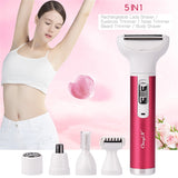 USB Rechargeable 5 In 1 Woman Shaver Epilator Rechargeable Hair Removal Electric Lady Nose Trimmer Shaving Eyebrow Trimmer