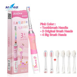 SEAGO Children Electric Sonic Toothbrush Powered Waterproof for 3-12 Ages Kids LED Light Smart Timer with Replacement Brush Head