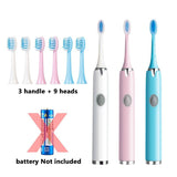 Tongwode 3PCS Sonic Electric Toothbrush IPX7 Waterproof Adult Couple Home Use Soft Bristle Replaceable Tooth Brush Heads