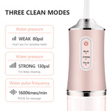 Portable Oral Irrigator USB Rechargeable Water Flosser Dental Water Jet 200ML Water Tank 3 Work Models Teeth Cleaner 4 Nozzles