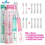 SEAGO Children Electric Sonic Toothbrush Powered Waterproof for 3-12 Ages Kids LED Light Smart Timer with Replacement Brush Head