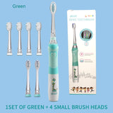 Seago Electric Toothbrush For Kids Colorful LED Flashlight 16000 Strokes Frequency Dupont Bristle 2 Heads Time Sonic Vibration