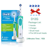 Oral B 2D Rotation Electric Toothbrush Vitality Daily Cleaning Rechargeable Inductive Charge 110-240V Toothbrush Brush Head