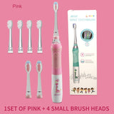 Seago Electric Toothbrush For Kids Colorful LED Flashlight 16000 Strokes Frequency Dupont Bristle 2 Heads Time Sonic Vibration