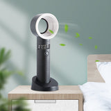 Portable Bladeless Fan Cordless Handheld USB Rechargeable Cooling Fan Summer Mini Air Cooler 3 Speed Level Leafless Desktop Fan