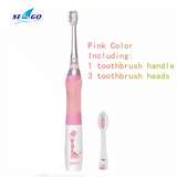 Seago Electric Toothbrush For Kids Colorful LED Flashlight 16000 Strokes Frequency Dupont Bristle 2 Heads Time Sonic Vibration