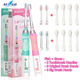 SEAGO Children Electric Sonic Toothbrush Powered Waterproof for 3-12 Ages Kids LED Light Smart Timer with Replacement Brush Head