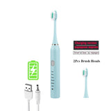 Sonic Electric Toothbrush for Adults Kid 6 Mode Smart Timer Whitening Tooth Brushes IPX7 Waterproof USB Charger Replaceable Head