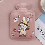 Winter Warmer Bottle Hot Water Hand Warmer Solid Color Thickened Flannel PVC Silicone Rubber Hot Water Bottle Home Accessories