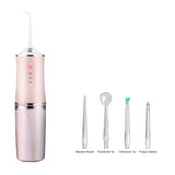 Portable Oral Irrigator USB Rechargeable Water Flosser Dental Water Jet 200ML Water Tank 3 Work Models Teeth Cleaner 4 Nozzles