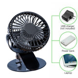 New Hot Sale USB Rechargeable Clip Desktop/Table Fan Mini Portable Clamp Fan 360degree Rotating Ventilator With Air Cooler Fan