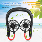 Portable Neck Band Dual Fan 3 Gears Speed Adjustable Summer Halter Air Cooler for Portable Table Student Dormitory