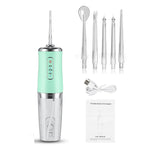Portable Oral Irrigator With Travel Bag Water Flosser USB Rechargeable 5 Nozzles Water Jet 240ml Water Tank Waterproof