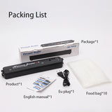 Vacuum Sealer Machine Black Style EU Plug  Kitchen Vacuum Packer Machine Small Sealing Machine Free Gift 10pcs Food Vacuum Bags