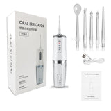Portable Oral Irrigator With Travel Bag Water Flosser USB Rechargeable 5 Nozzles Water Jet 240ml Water Tank Waterproof
