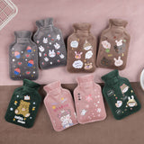 Winter Warmer Bottle Hot Water Hand Warmer Solid Color Thickened Flannel PVC Silicone Rubber Hot Water Bottle Home Accessories