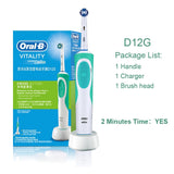 Oral B 2D Rotation Electric Toothbrush Vitality Daily Cleaning Rechargeable Inductive Charge 110-240V Toothbrush Brush Head