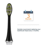 Mornwell 4pcs Black Standard Replacement Toothbrush Heads with Caps for Mornwell D01B Electric Toothbrush
