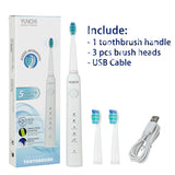 Yunchi Electric Toothbrush Ultrasonic Brush Replaceable Brush Heads USB Rechargeable Whitening Teeth Brush Heads Toothbrush Box