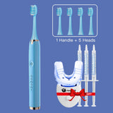 Ultrasonic Electric Toothbrush USB Port Tooth Whitening Kit With LED Accelerator Llight 35% Peroxide Gels Home Use Equipment