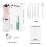 Portable Power Oral Irrigator Jet Electric Dental Water Flosser Water Pick Teeth Cleaner Rechargeable Placement Nozzles Dropship