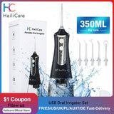 Portable Oral Irrigator 3/5 Modes USB Rechargeable Water Floss Dental Water Flosser +5/6 Jet Tip Irrigator Dental Teeth Cleaner