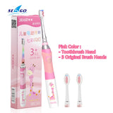 SEAGO Children Electric Sonic Toothbrush Powered Waterproof for 3-12 Ages Kids LED Light Smart Timer with Replacement Brush Head