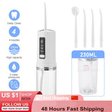 Oral Irrigator 3 Modes Portable 230ml Dental Water Flosser Jet USB Rechargeable Irrigator Dental Water Floss Tips Teeth Cleaner