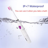 Seago Sonic Electric Toothbrush Whiten Teeth Gums Protection 2 Minutes timer Washable Travel Toothbrush 3 Brush Heads