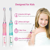 SEAGO Children Electric Sonic Toothbrush Powered Waterproof for 3-12 Ages Kids LED Light Smart Timer with Replacement Brush Head
