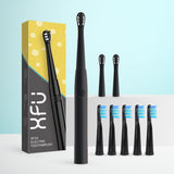 XFU Seago Electric Toothbrush Sonic Adult Battery Teeth Brush Holder with 3 Replacement Brush Heads Waterproof IPX7 Smart Time