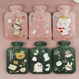Winter Warmer Bottle Hot Water Hand Warmer Solid Color Thickened Flannel PVC Silicone Rubber Hot Water Bottle Home Accessories